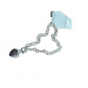 Y2K Silver Tone Chain Necklace with "Tiffany Style" Heart Charm